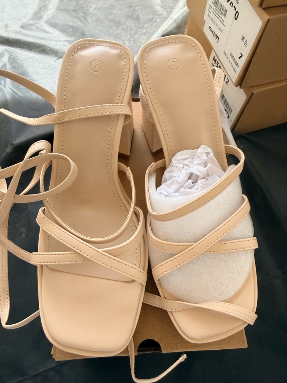 Women’s Strappy Block Heel Sandals - Nude